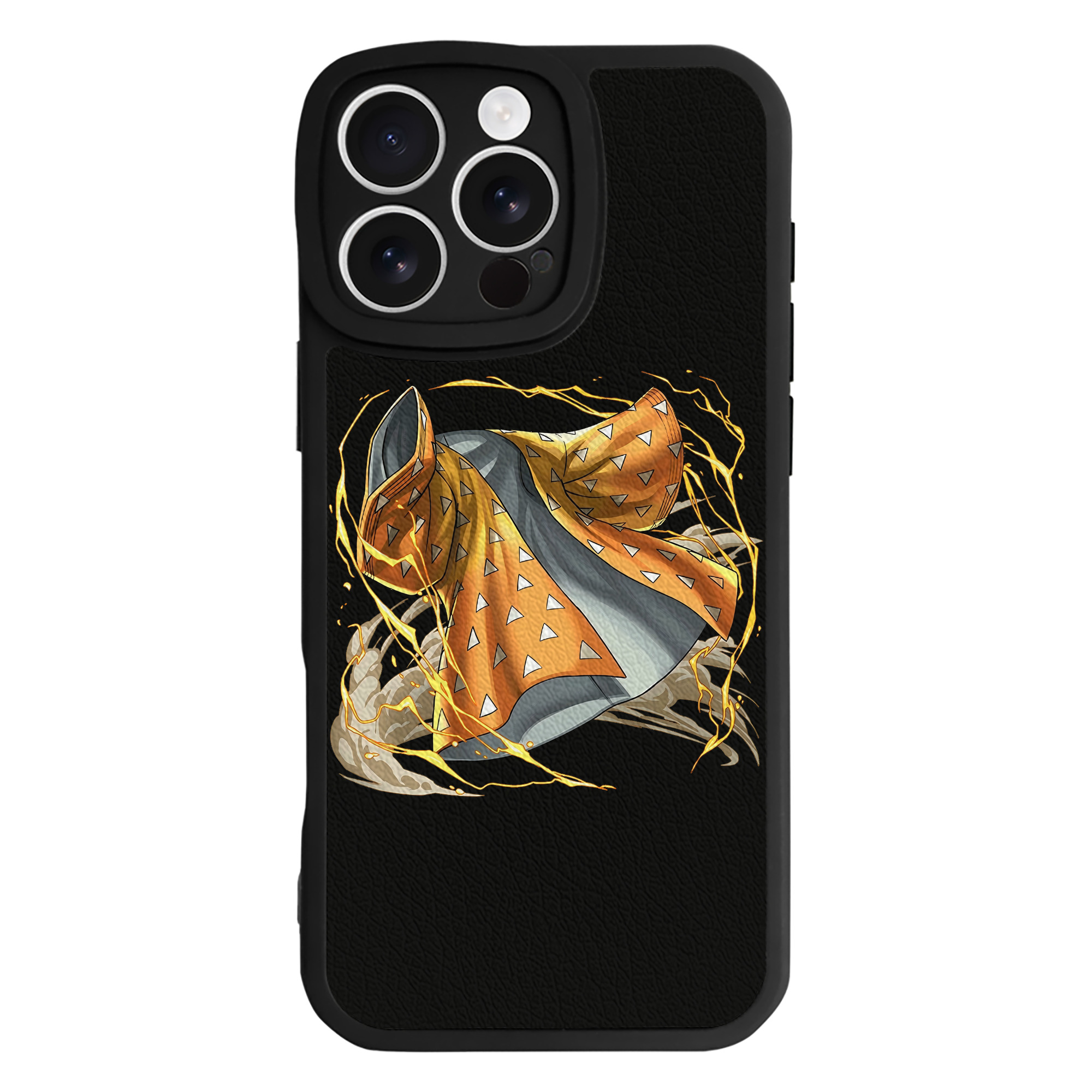 （画像用） 鬼滅の刃（きめつのやいば）我妻 善逸／あがつま ぜんいつ Agatsuma Zenitsu 【iPhone 16シリーズ対応】シリコンスマホケース（レザー調） 材質：シリコン